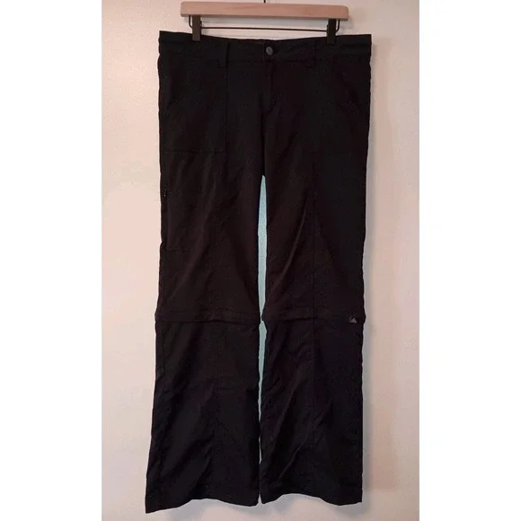 Prana Monarch‎ Women's Convertible Hiking Pants Size 12 Regular Black Zip Off - Picture 2 of 13